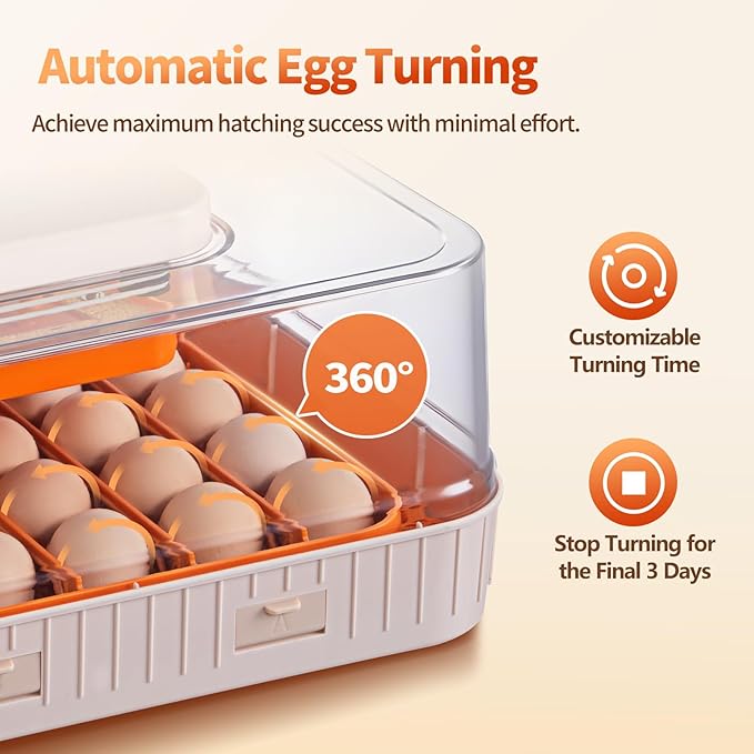 56 Egg Incubators for Hatching Eggs, Automatic Egg Turning and Humidity Temperature Control, Egg Candler, 360° Viewing Incubator for Hatching Chicken, Ducks, Goose, Quail