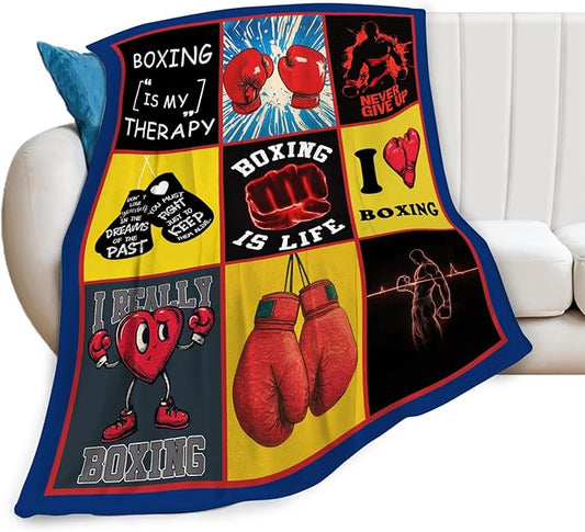 Boxing Blanket Boxing Gloves Sports Lover Throw Blankets Gifts for Girls Boys Kids Soft Cozy Fleece Plush for Couch Sofa Bed 60"x50"