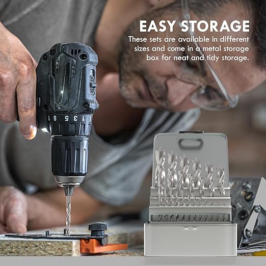 Metric Brad Point Wood Drill Bit Set, 25Pcs High Speed Steel Drill Bit Set with Double Flutes Design for Carpenter Woodworking and All Types of Wood (1mm - 13mm)