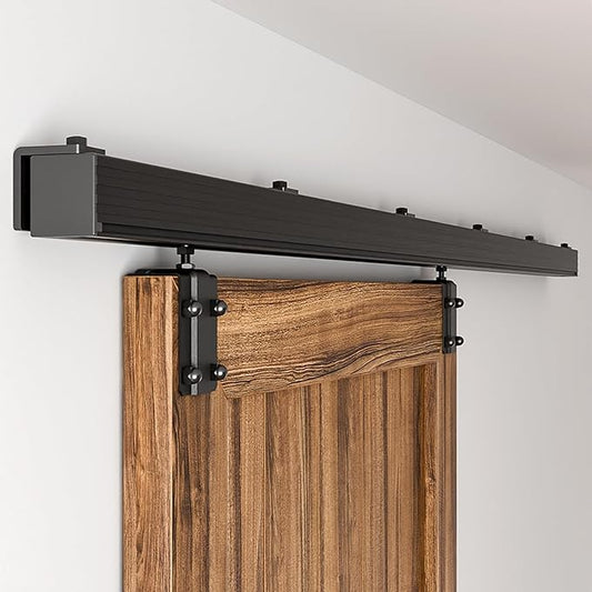6.6FT Box Rail Sliding Barn Door Hardware,Wall Mount Track Kit,Heavy Duty,Easy to Install(No Door)