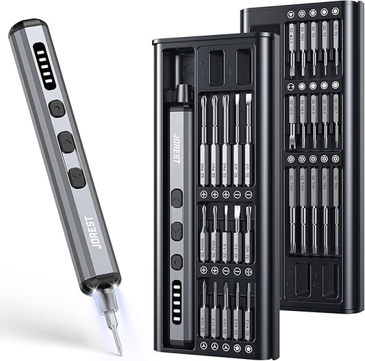 JOREST Mini Electric Screwdriver, Precision Set with 38-in-1 Magnetic Bits, Repair Tool Kit for iPhones, Laptop, Drone, Game Console, Camera, Toys; Stocking Stuffers for Men;Birthday Gift for Father