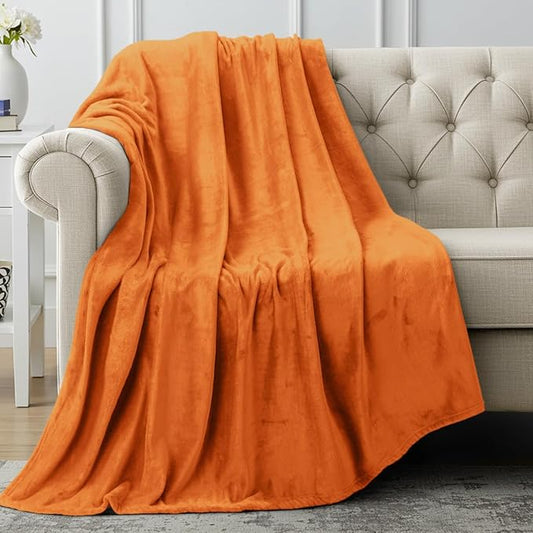 Utopia Bedding Fleece Blanket Throw Size Burnt Orange 300GSM Luxury Anti-Static Fuzzy Soft Microfiber Halloween Blanket for Couch, Sofa and Bed (60x50 Inch)