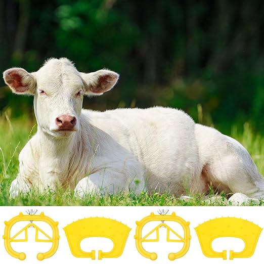 20 Pcs Plastic Livestock Nose Rings Cattle Halter Durable Farm Equipment Weaner Tool for Cattle, Calves Calf Cow (Orange)(Yellow)