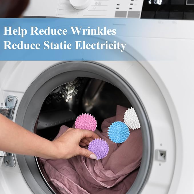 6 Pack Laundry Balls for Dryer, Dryer Balls Laundry Reusable, Dryer Ball Plastic Pellet Packs for Fabric Soften, Reduce Wrinkle and Less Static Cling