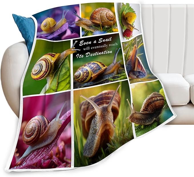 Snail Blanket Snail Lover Throw Blankets Gifts for Girls Boys Kids Soft Cozy Fleece Plush for Couch Sofa Bed 50"x40"