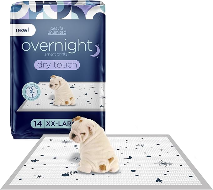 Pet Life Unlimited Overnight Extra Extra Large Puppy Pads – 30" x 36", 14 Count (XXL) | Stylish Dog Training Pads with Odor Controlling Wetness-Activated Chamomile Vanilla Scent | USA Made