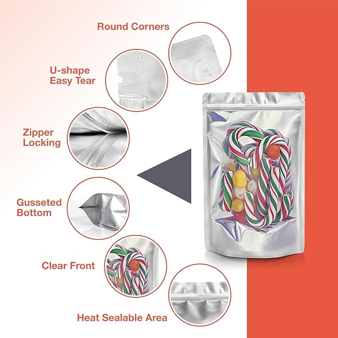 BELLE KR® 3x5 Small Mylar Bags for Freeze Dried Candy - Pack Of 300-4 Mil Thick - Clear Mylar Bags with See Through Window for Freeze Drying