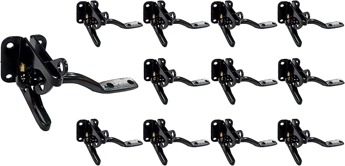 QCAA Self-Locking Gate Latch, 2-1/8", Steel, Black, 12 Pack per Box, Made in Taiwan