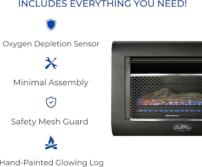Duluth Forge Ventless Linear Wall Gas Fireplace - 26,000 BTU, T-STAT, Model DF300L