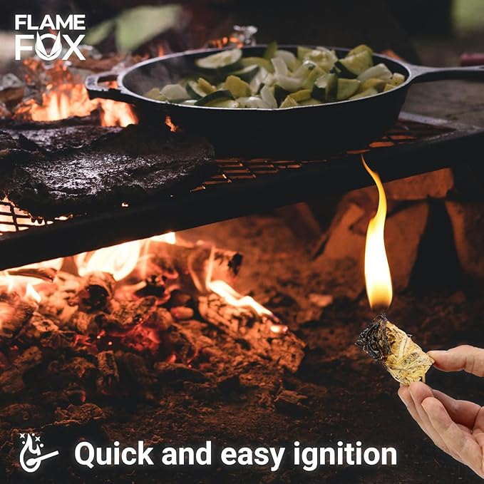 FlameFox Natural Wood Wool Fire Starters – 50 Pack | Eco-Friendly, Odorless, Long-Burning Tumbleweeds for BBQ, Fireplace, Campfire & Wood Stove
