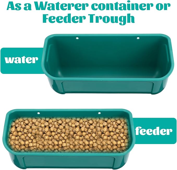 Goat Feeders Fence Hanging, 3.5 Quart Chicken Feeder Trough for Livestock Poultry 4 Pack