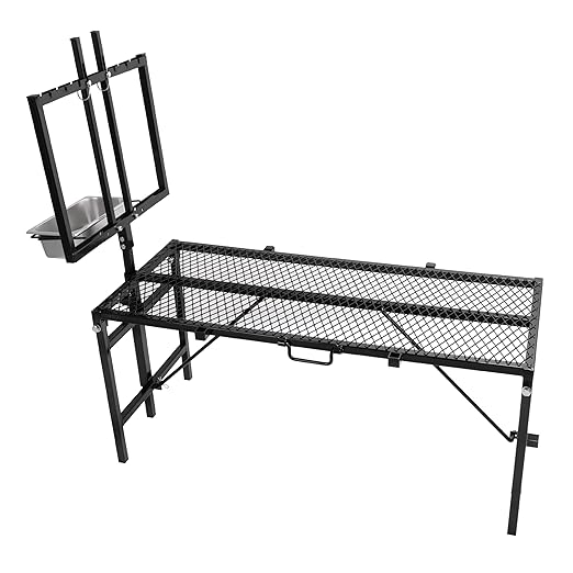 HECASA Sheep Milking Stand Livestock Feeder Rack Adjustable Headpiece w/Removable Feeding Tray Portable Farm Ranch Livestock Stand for Hoof Trimming Shearing Grooming Grooming (Black)