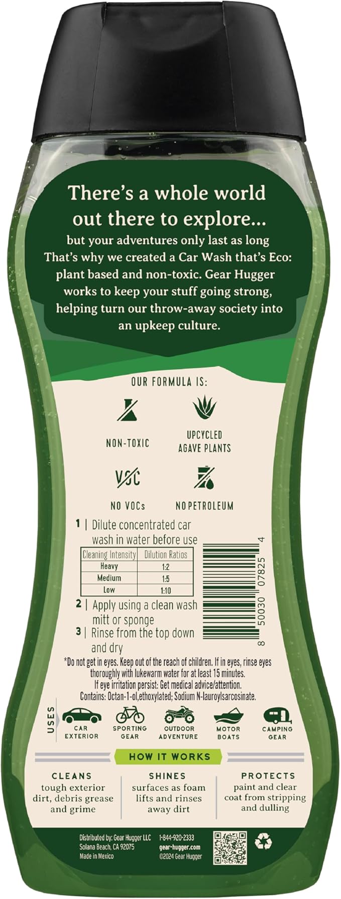 Gear Hugger Car Wash Soap (16 oz, Pack of 2) – Eco-Friendly Car Cleaner, Biodegradable Car Wash with Natural Saponins & Eucalyptus – Safe Car Soap for All Vehicle Surfaces