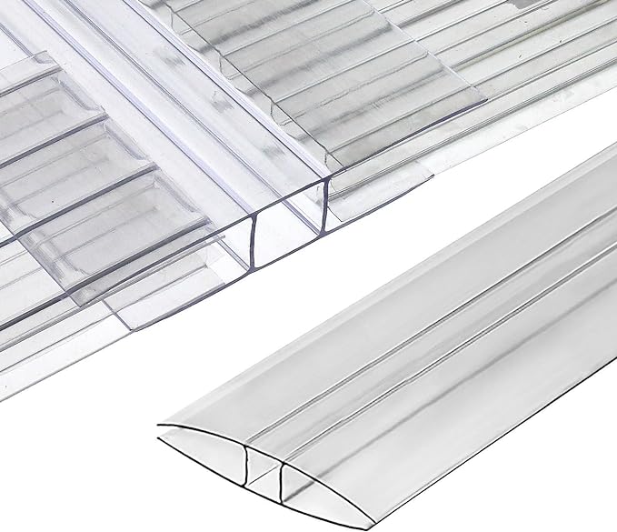 Polycarbonate Greenhouse Panels (H Connectors) - 0.2" Thick, Fit 6mm or 4mm Twin-Wall Polycarbonate Panels, Join 2 Pieces of Panels Together, 4-Foot Length, 10 Pieces (H Connectors 6mm, 4ft)