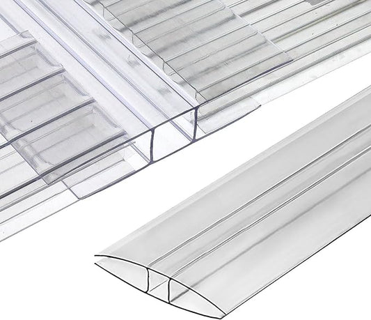 Polycarbonate Greenhouse Panels (H Connectors) - 0.2" Thick, Fit 6mm or 4mm Twin-Wall Polycarbonate Panels, Join 2 Pieces of Panels Together, 4-Foot Length, 10 Pieces (H Connectors 6mm, 4ft)