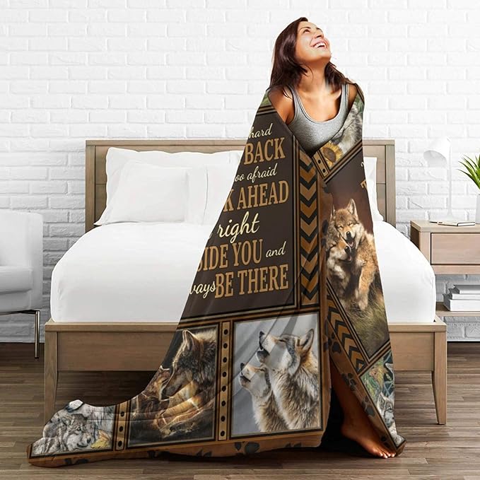 Wolf Fleece Blanket Wildlife Throw Blankets for Girls Boys Super Soft Warm Flannel Animal Throws Gifts for Men Women Cozy Fuzzy Plush Stuffed Couch Bed Bedding Decor 80"X60"