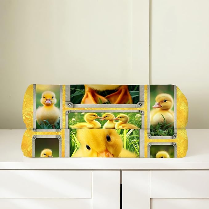 Duck Blanket, Cute Yellow Duck Throw Blanket, Ducks Gifts Blankets Stuff Fleece Flannel Plush for Girls Women Men Boys Lovers Adults Soft Bedding Gift for Sofa Bed Office Home Decor 60"x50"