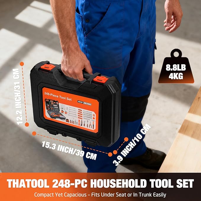 248-Piece Tool Set - General Household Hand Tool Kit with Plastic Toolbox Storage Case for Men, Home Repair, DIY Projects