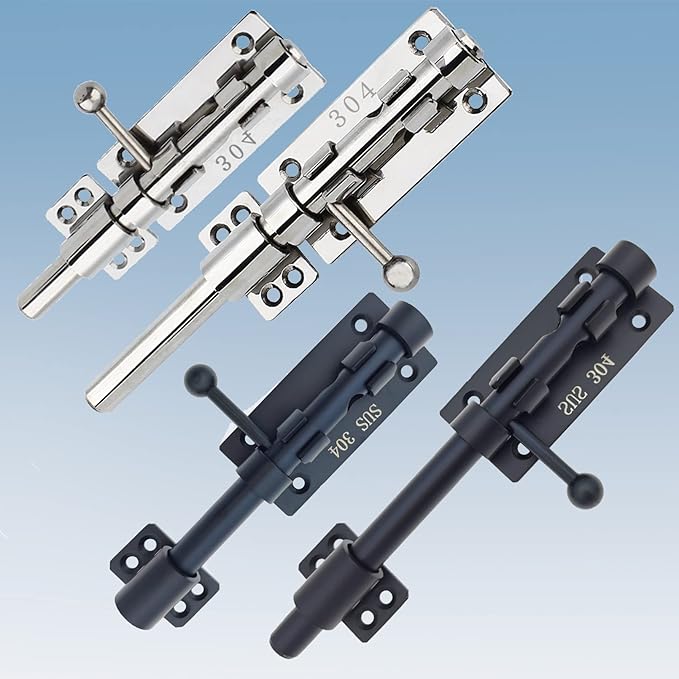 8in Slide Bolt Gate Latch 304 Stainless Steel Barrel Bolt Latch Heavy Duty Door Security Lock Thickened Door Latches Hardware with Mounting Screws for Barn Fence Shed Basement