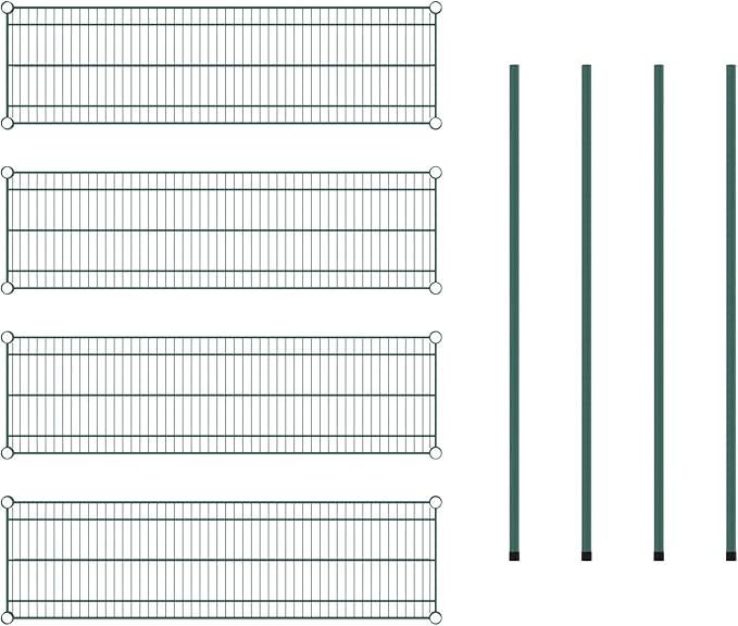 Commercial NSF Listed Green Epoxy Stationary Wire Shelving Kit 14" x 48" x 54", with 4 Shelves Perfect for Warehouse, Walk-in Refrigerator, Freezer, Grocery Store, Restaurant, Dishroom
