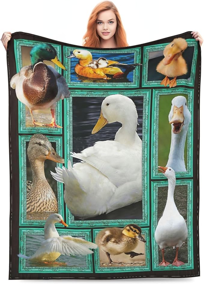Duck Decor Throw Blanket - Warm, Soft, Plush, Lightweight Fleece Flannel Goose Stuff Blanket - Gifts for Girls, Boys, Kids, Baby, Women, Men, Adults - Winter Couch Bedding - 40"X50"