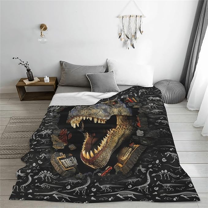 Dinosaur Blanket, Dinosaurs Throw Blanket, Animal Wild Gifts Blankets Stuff Fleece Flannel Plush for Boys Men Girls Women Lovers Adults Soft Bedding Gift for Sofa Bed Office Home Decor 50"X60"