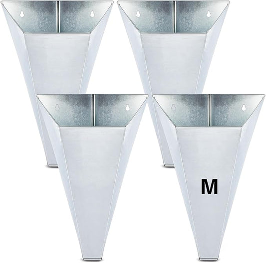 Mumufy 4 Pcs Medium Chicken Cone, Galvanized Steel Poultry Restraining Cones, up to 10 Pounds, Flat Back Funnel Cone Chicken Killing Cones for Butchering Birds Turkeys, Easy to Clean (Sliver)