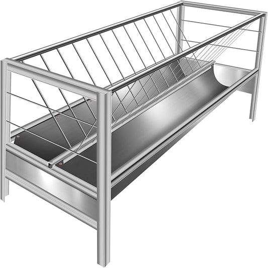 Hay Feeder Goat, 84 Gallon Large Capacity Goat Hay Feeder, Hay Rack for Goats, Sheep, Horse, Detachable Grain Tray, Easy Assembly in Farm (Galvanized Steel)