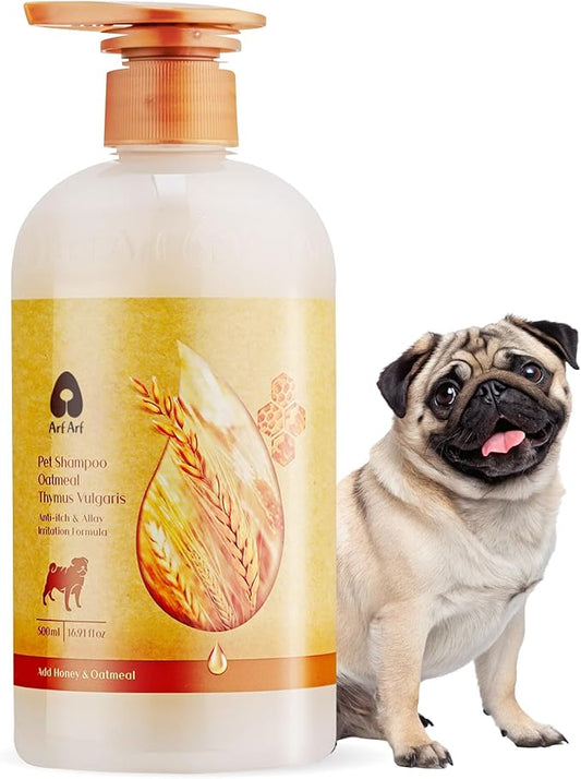 Arf Arf Oatmeal Dog Shampoo for Itchy Skin and Allergies - Soothing Oatmeal Formula Provides Anti Itch Relief for Dry, Sensitive Skin - Hypoallergenic Calming Wash for All Breeds - 16oz