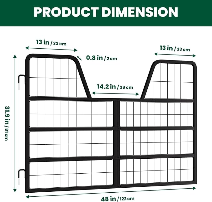 48" L X 32" H Horse Stall, Heavy-Duty Horse Stall Gates, Easy Install Heavy-Duty Steel Gate for Horse, Gates; Horse Gate for Horses & Horse Barns