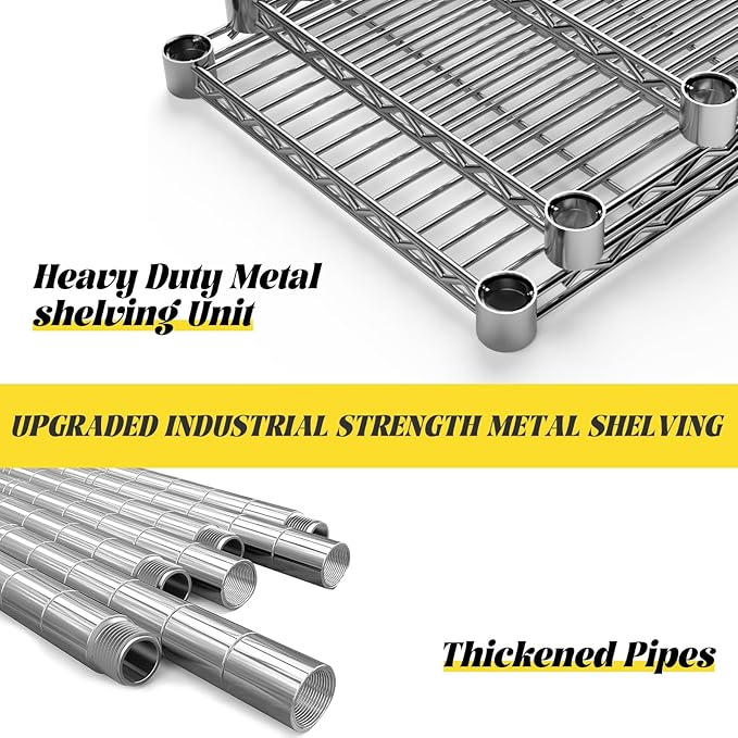 45" W x 20" D x 72" H Heavy Duty Wire Shelving Unit, 5-Tier Utility Storage Rack 2000 lbs Capacity, Adjustable Garage Shelves for Kitchen Garage Pantry, Easy Assembly