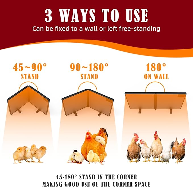 Chicken Coop Heater Inside Coop with Remote Control, 180W Foldable Radiant Heaters, 30''x12'' Large Heating Panel Warmer for Cozy Winter with Adjustable Timer and Temp, Safer Than Brooder Heat Lamp