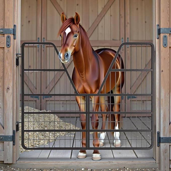 Heavy Duty 52" Wide X 42" High Steel Horse Stall Gate, Fits Standard Barn Doorways