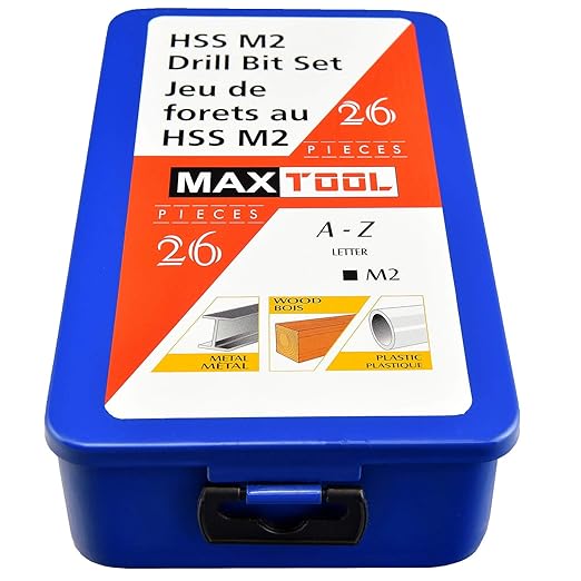 MaxTool Twist Drill Bit Set 26PCs High Speed Steel M2 Jobber Length Fully Ground for Metal Stainless Steel Plastic etc Letter A to Z; JBS02H10R26