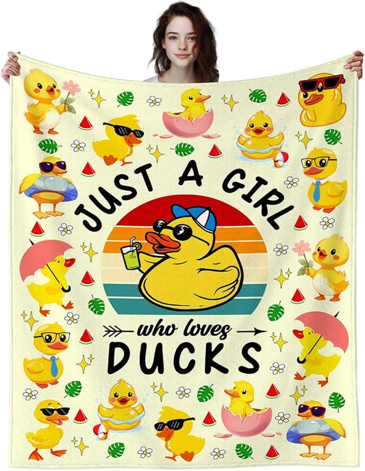 Cute Duck Blanket Ultra Soft Ducks Themed Gifts for Women Kids Boys Girls Cartoon Ducks Decorative Blankets for Bed Chair Couch Bedroom 50"X40"