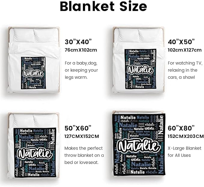 Custom Blanket with Name Personalized Blankets for Kids Adult Boys Girls Flannel Monogrammed Customized Blankets Throw (30''x40'')
