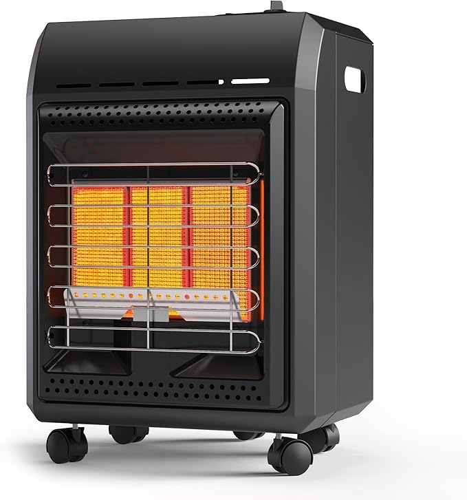 Propane Heater Outdoor Portable 6000 To 18000 BTU Propane Gas Heater Cordless 3 Settings For Garage Greenhouse Camping Workshops, With Tip-Over Protection Ultra Quiet Heat Up To 450 Sq.Ft
