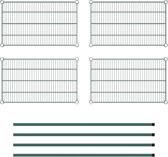 Commercial NSF Listed Green Epoxy Stationary Wire Shelving Kit 18" x 30" x 54", with 4 Shelves Perfect for Warehouse, Walk-in Refrigerator, Freezer, Grocery Store, Restaurant, Dishroom