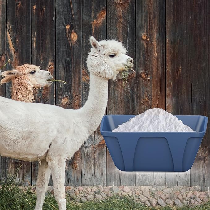 Hanging Chicken Feeder Trough for Goat Sheep Deer Poultry Duck Chicken Fence Feeder Livestock Feeding Container Goats Supplies Feeders Waterer Bucket (Black and Blue)