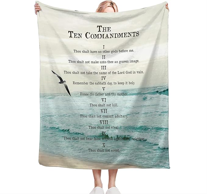 Christian Bible Blanket 10 Commandments Throw Blanket Christian Gifts and Decor Religious Bible Verse Blanket for Girls Women Kids Adults Soft Warm Cozy Fleece Blanket for Couch Sofa Bed 50"x40"