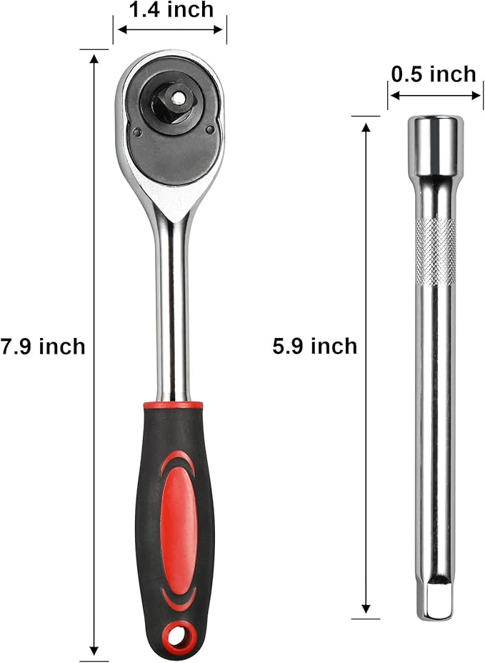 Egofine 12pcs 3/8 Inch Ratchet Socket Wrench Set, Drive Socket Set with 10 Sockets 8-14,17,19,21mm and 2 Way Quick Released Ratchet Handle and Extension Bar