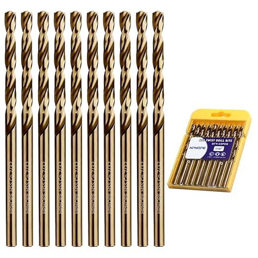 7/32 Inch Cobalt Drill Bits 10Pcs - HPHOPE M35 HSS Metal Twist Drill Bits Set, Jobber Drill Bits Length and Straight Shank, Suitable for Drilling in Hard Metal, Stainless Steel, Cast Iron