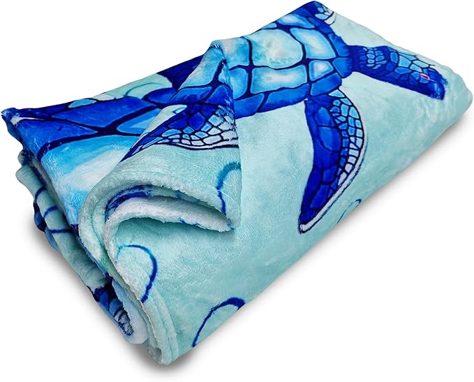 Cute Turtle Blanket for Women Girls Kids Adults 50" x 60", Ocean Sea Flannel Throw for Sofa Couch Bed Living Room, Gifts for Animal Lovers