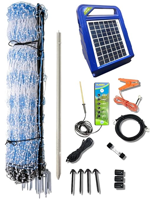 Starkline 42" x 164' Standard Electric Poultry Netting Solar Kit | All-in-One Electric Fence Kit for Backyards, Homesteads, Farms, and Ranches