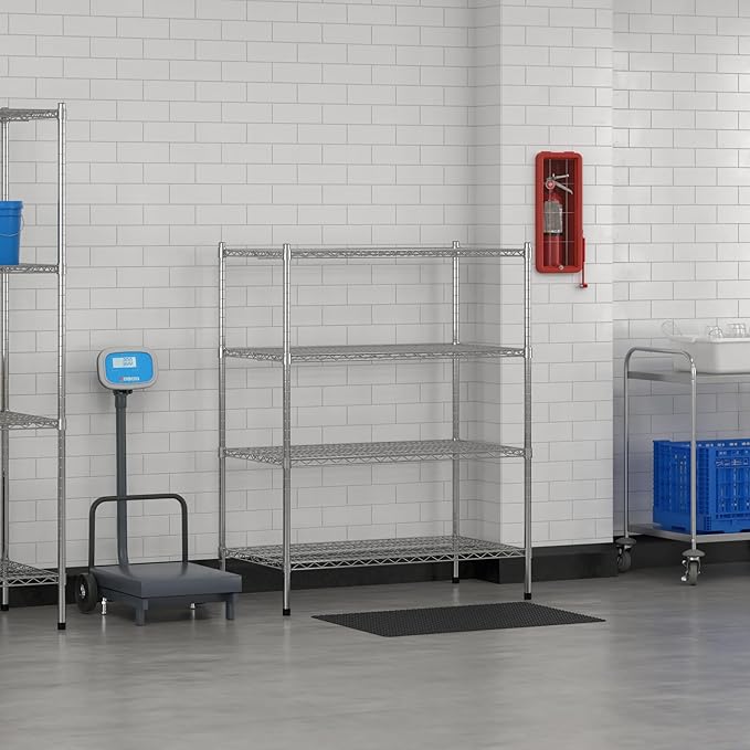 Commercial NSF Listed Chrome Stationary Wire Shelving Kit 24" x 42" x 54", with 4 Shelves Perfect for Warehouse, Walk-in Refrigerator, Freezer, Grocery Store, Restaurant, Dishroom