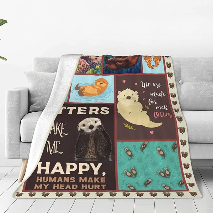Sea Otter Blanket Otter Decor Throw Blanket Super Warm Soft Plush Lightweight Fleece Flannel Animals Blanket Gifts for Girls Otter Lover Kids Baby Boys Women Men Adults for Sofa Couch Bedding 50"X60"
