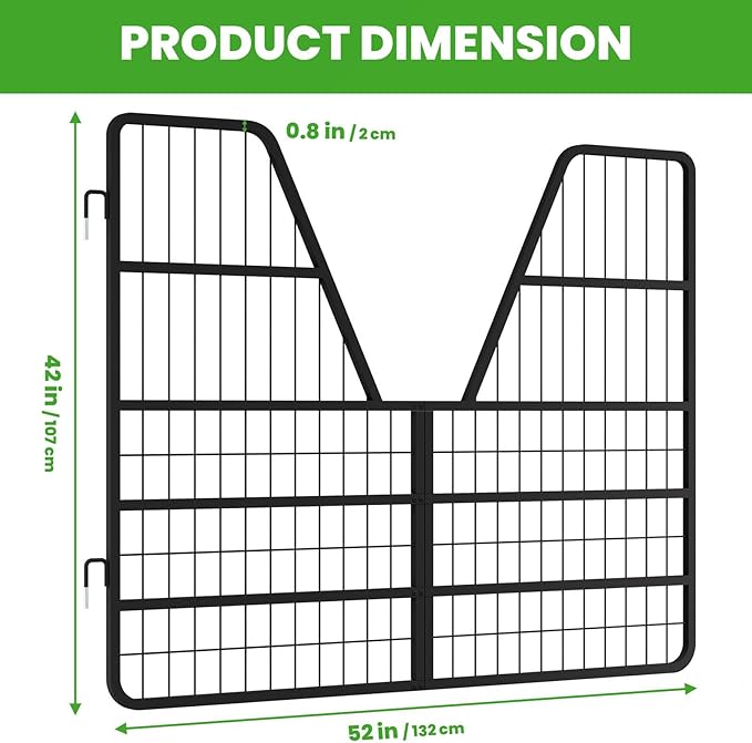 52" W x 42" H Stall Guards for Horses, Essential Horse Stall Accessories Featuring Heavy Duty Steel Horse Stall Door, Two-Way Swing Yoke Design.