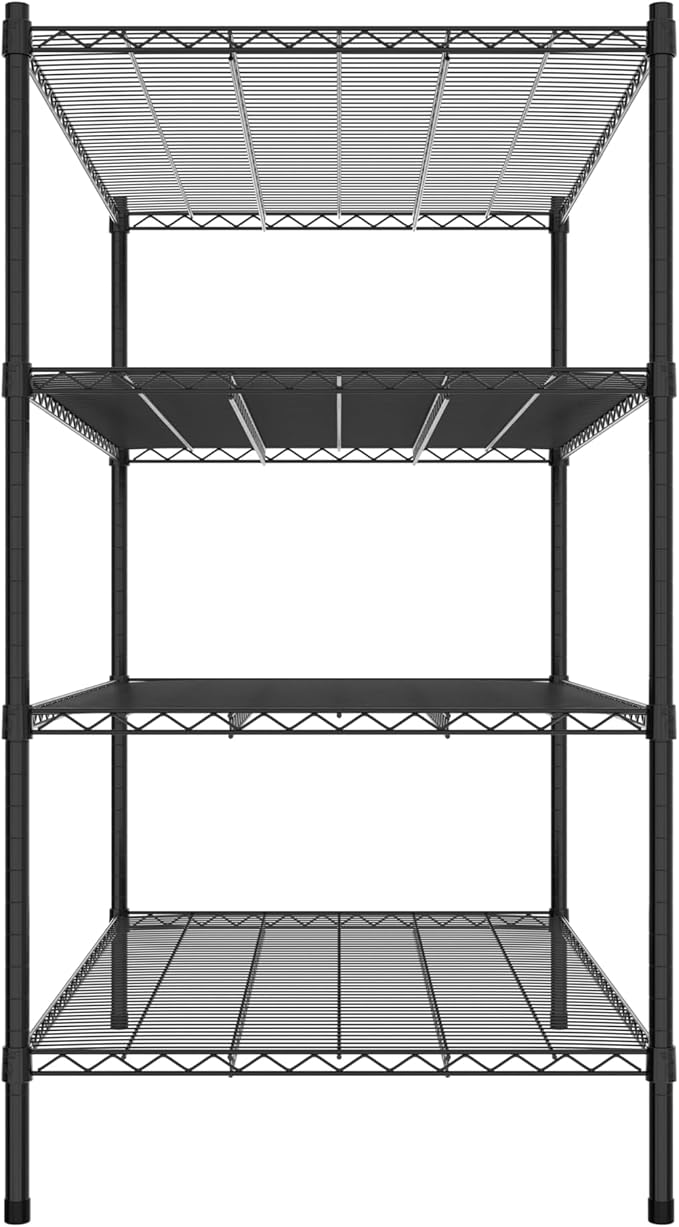 Commercial NSF Listed Black Epoxy Stationary Wire Shelving Kit 30" x 48" x 54", with 4 Shelves Perfect for Warehouse, Walk-in Refrigerator, Freezer, Grocery Store, Restaurant, Dishroom