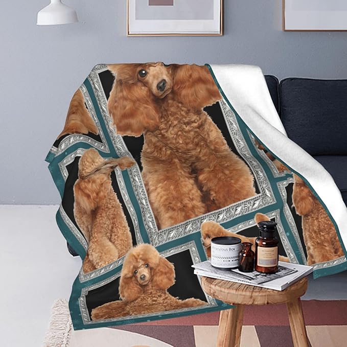 Poodle Blanket Poodle Puppy Decor Throw Blanket Super Soft Flannel Lightweight Fluffy Plush Cozy Fuzzy Fleece Stuff Blanket Gifts for Dog Lovers Woman Girls Boys Adults Man for Bedding Sofa 60"X80"