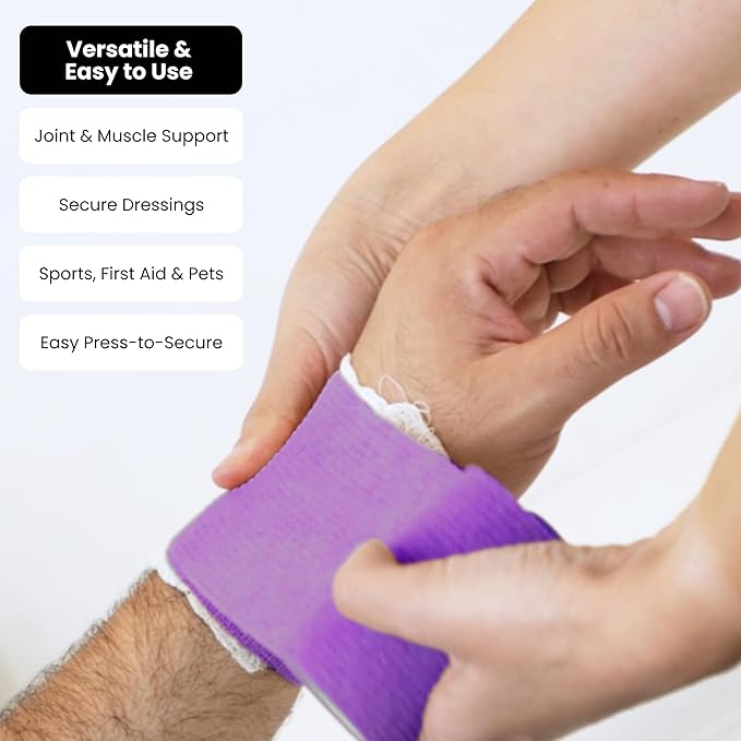Juvale Self-Adherent Bandage Wrap - Grip Tape for Tattoo & Sport Tape - Vet Wrap & Wrist Support - 2 in x 5 yd, 24 Rolls, Multicolor